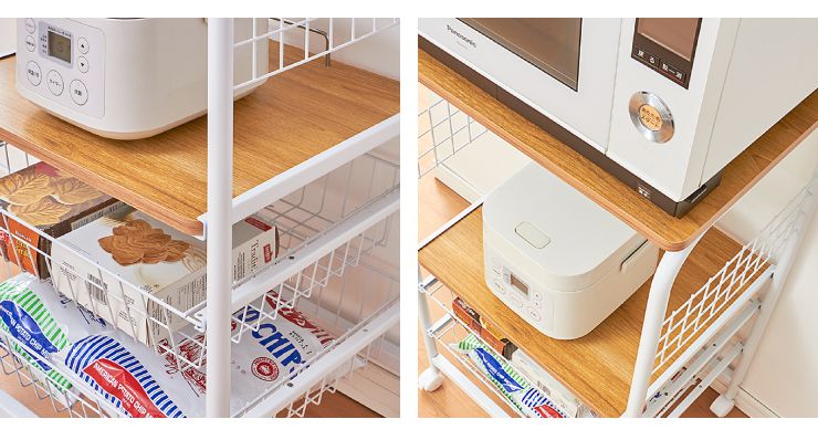 レンジワゴン 幅51.5cm 高さ140.5cm キャスター付き レンジ台 レンジボード レンジラック キッチンラック ラック キッチン収納(代引不可)