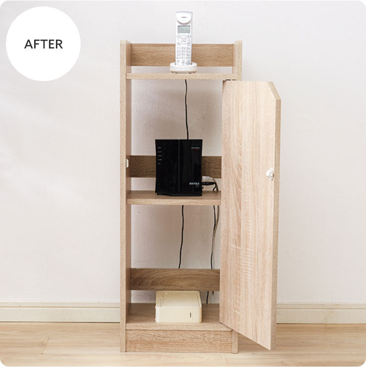 ルーター収納 Wi-Fi 収納 幅30 高さ80cm スリムラック サイドテーブル ナイトテーブル 電話台 隙間収納 電源タップ 薄型
