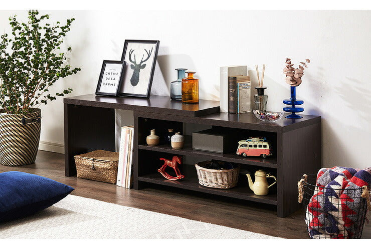 伸縮 テレビ台 伸縮式 幅88.5~約160 ローボード コーナー TV台 木製 ナチュラル ブラウン テーブル サイドテーブル