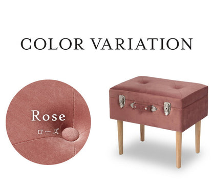 トランクスツール ベロア 幅50cm トランク型 収納スツール 収納ボックス オットマン ベルベット ファブリック 腰掛 腰掛け かわいい おしゃれ お洒落 収納付き フタ付 蓋付 玄関 リビング 座面収納