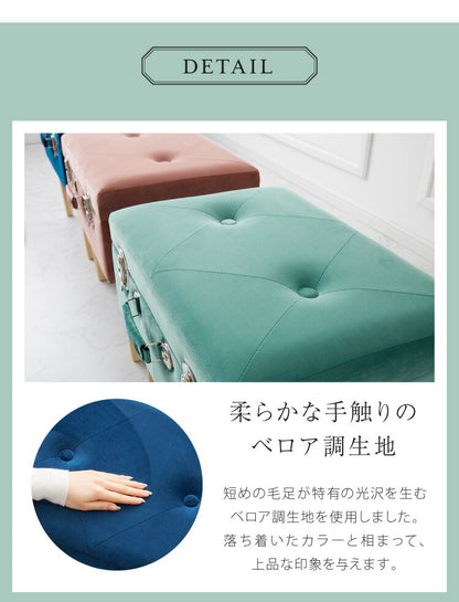 トランクスツール ベロア 幅50cm トランク型 収納スツール 収納ボックス オットマン ベルベット ファブリック 腰掛 腰掛け かわいい おしゃれ お洒落 収納付き フタ付 蓋付 玄関 リビング 座面収納