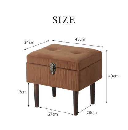 トランクスツール コーデュロイ 幅40cm トランク型 収納スツール 収納ボックス オットマン ビロード ファブリック 腰掛 腰掛け かわいい おしゃれ お洒落 収納付き フタ付 蓋付 玄関 リビング