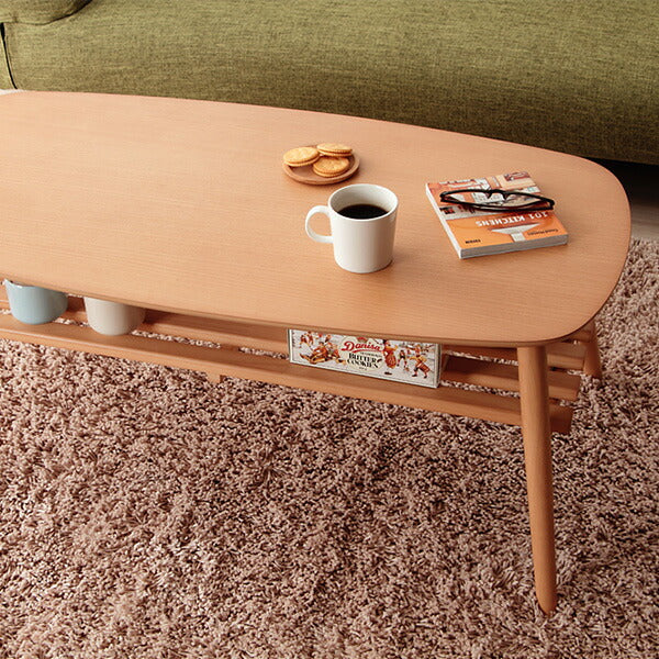 天然木オーク 突き板折れ脚センターテーブル【Norn】ノルン