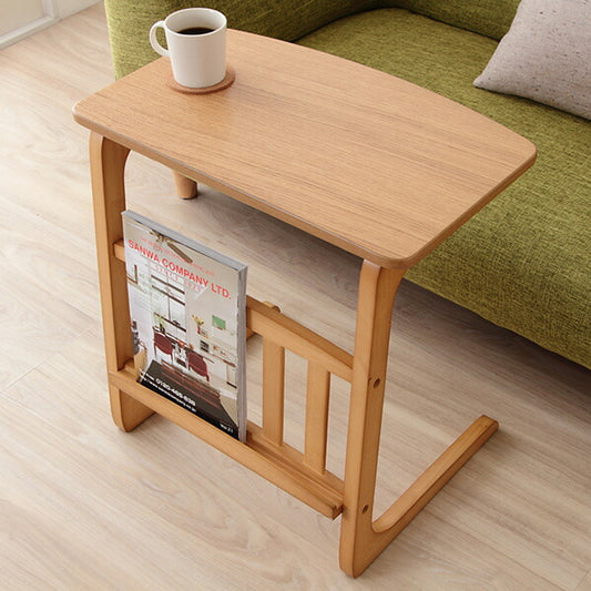 天然木オーク 突き板 マガジンラック付サイドテーブル【Norn】ノルン