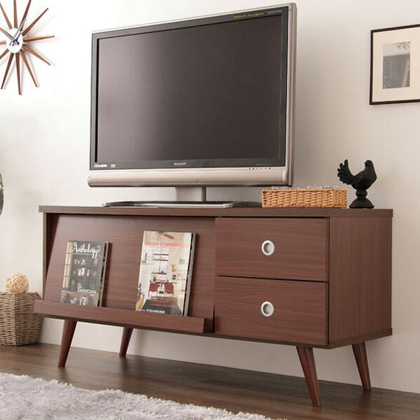 テレビ台 ローボード 収納 幅120cm 奥行43cm 高さ58.5cm 脚付き 引出し おしゃれ 北欧 木目 TVボード テレビボード TV台 リビングボード 大型テレビ フラップ収納 可動棚 アルトシリーズ ALTO