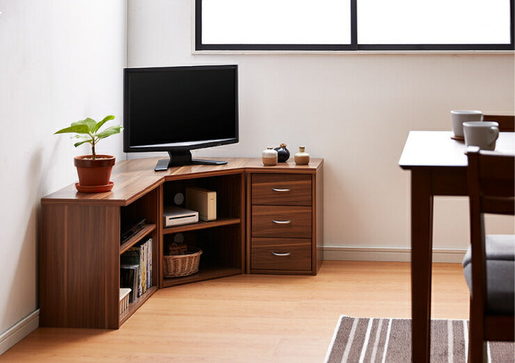 コーナーテレビ台3点セット 高さ45cm コーナー 収納 引出し 角置き