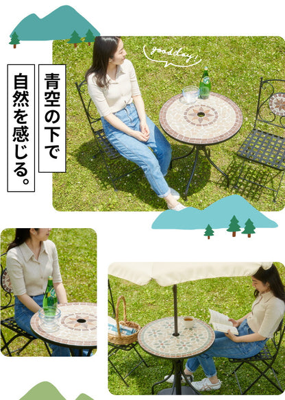 ガーデンテーブル モザイク 星柄 単品 庭 折りたたみ ガーデンファニチャーセット ガーデンテーブル 雨ざらし おしゃれ ガーデニング テラス アウトドア バルコニー セラミック
