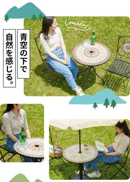 ガーデンテーブル モザイク 花柄 単品 庭 折りたたみ ガーデンファニチャーセット ガーデンテーブル 雨ざらし おしゃれ ガーデニング テラス アウトドア バルコニー(代引不可)