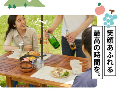 バタフライ ガーデン テーブル チェア セット コンロスペース付き ガーデンファニチャー ガーデンチェア 雨ざらし おしゃれ ガーデニング テラス アウトドア バルコニー 木製 アカシア(代引不可)