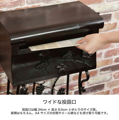 宅配ボックス ポスト 置き型ポスト 一戸建て用 おしゃれ メールボックス スタンド スタンド式 アンティーク 玄関(代引不可)