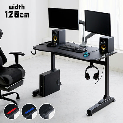 ゲーミングデスク 幅120 高さ73 奥行65 ゲームデスク PCデスク パソコン フック付き ヘッドホンフック デスク ゲーム用(代引不可)