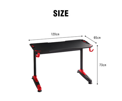 ゲーミングデスク 幅120 高さ73 奥行65 ゲームデスク PCデスク パソコン フック付き ヘッドホンフック デスク ゲーム用(代引不可)