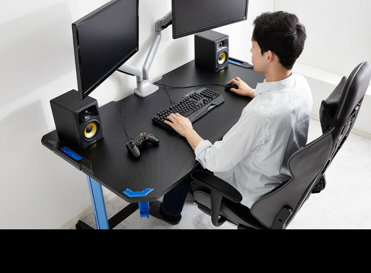 ゲーミングデスク 幅120 高さ73 奥行65 ゲームデスク PCデスク パソコン フック付き ヘッドホンフック デスク ゲーム用(代引不可)