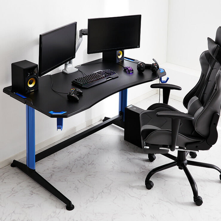 ゲーミングデスク 幅138 高さ73 奥行75 ゲームデスク PCデスク パソコン フック付き ヘッドホンフック デスク ゲーム用(代引不可)