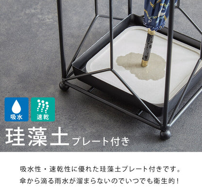 傘立て 珪藻土 アスベスト検査済み アンブレラスタンド スクエア 四角形 おしゃれ 傘置き 玄関 収納 省スペース スリム 北欧 アイアン