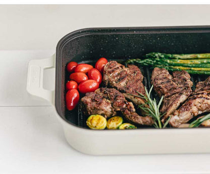 韓国発 Dr.HOWS グリルパン フタ付き アイボリー 直火・IH対応 オーブン対応 Brio ブリオ 焼く・煮る・蒸す プレート 四角 スクエア 可愛い かわいい おしゃれ ドクターハウス