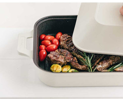 韓国発 Dr.HOWS グリルパン フタ付き アイボリー 直火・IH対応 オーブン対応 Brio ブリオ 焼く・煮る・蒸す プレート 四角 スクエア 可愛い かわいい おしゃれ ドクターハウス