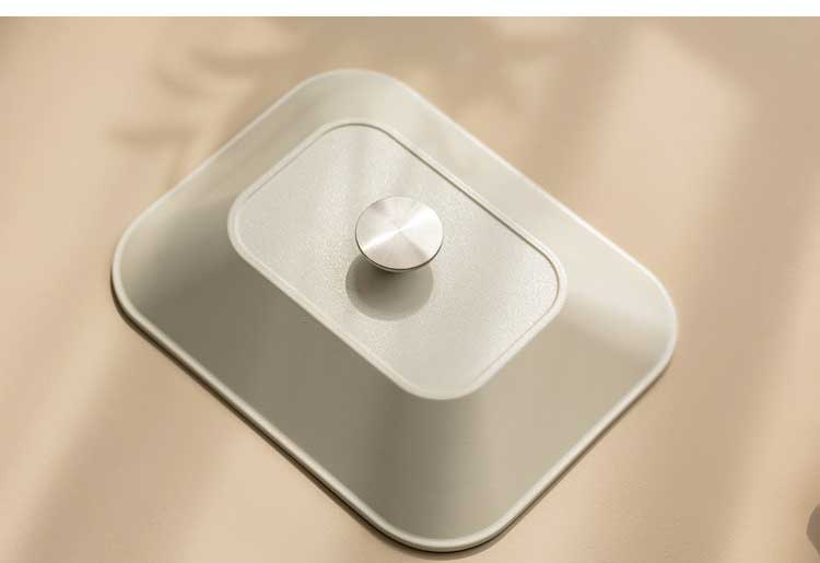 韓国発 Dr.HOWS グリルパン フタ付き アイボリー 直火・IH対応 オーブン対応 Brio ブリオ 焼く・煮る・蒸す プレート 四角 スクエア 可愛い かわいい おしゃれ ドクターハウス