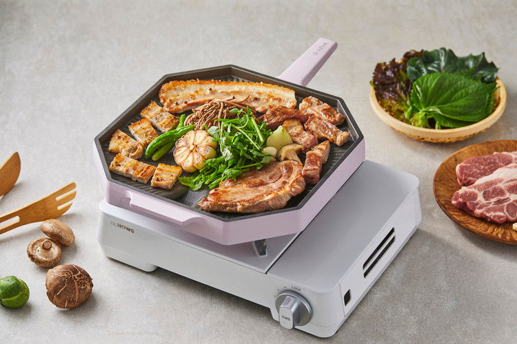 韓国発 Dr.HOWS グリルパン 脂が落ちる 焼き肉プレート ディープベージュ ガス火専用 コンロ向け パレット palette 鉄板 サムギョプサル 焼肉 可愛い かわいい おしゃれ