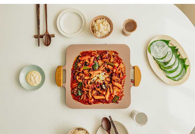 韓国発 Dr.HOWS 直火・IH対応 ソリッド グリルパン ホワイト 焼肉プレート 木製取っ手付き 可愛い かわいい おしゃれ ドクターハウス