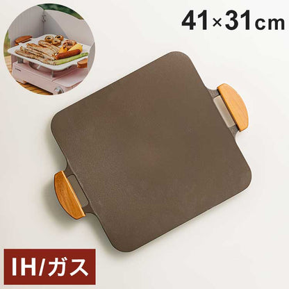 韓国発 Dr.HOWS 直火・IH対応 ソリッド グリルパン チャコール 焼肉プレート 木製取っ手付き 可愛い かわいい おしゃれ ドクターハウス