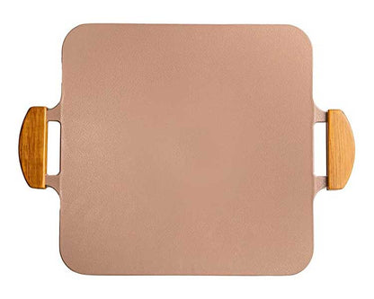 韓国発 Dr.HOWS 直火・IH対応 ソリッド グリルパン ヌーディーピンク 焼肉プレート 木製取っ手付き 可愛い かわいい おしゃれ ドクターハウス