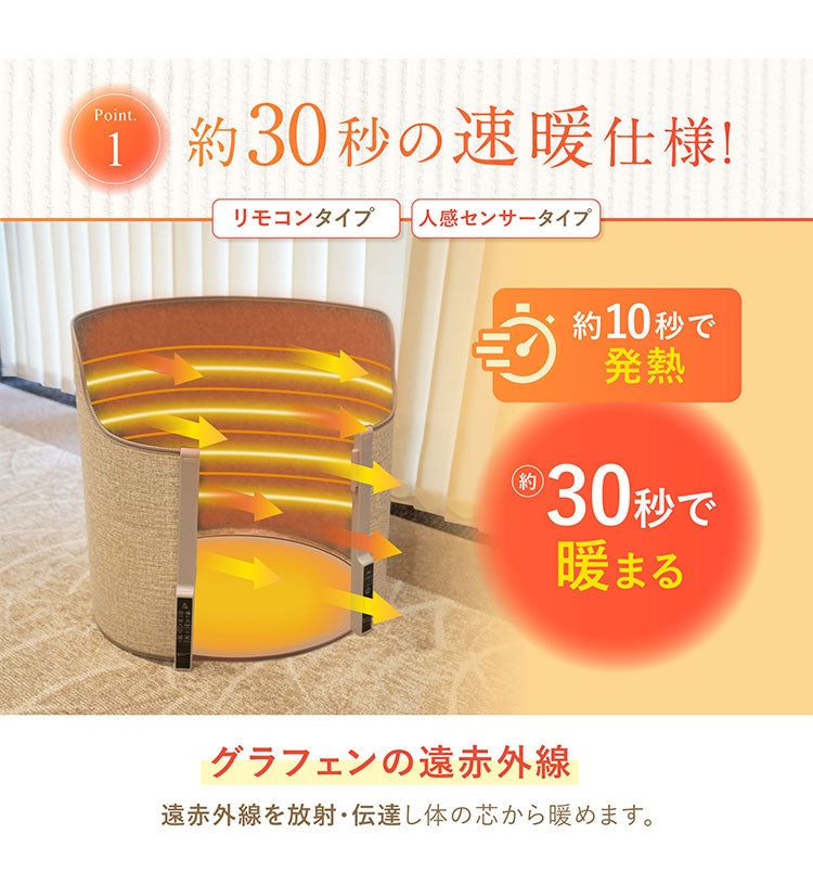 7Life パネルヒーター 【リモコンタイプ】 足元 デスク下 360度 暖かい ラウンド型 毛布付き ブランケット付き ヒーター 暖房 こたつ オフィス A38 - 001