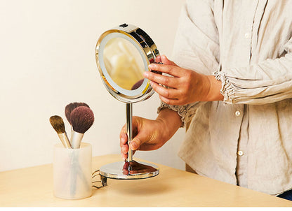 オリンピア照明 コードレス ミラースタンド GST007 卓上ミラー 卓上鏡 卓上ドレッサー 化粧 丸型 円形 昼光色 拡大鏡 おしゃれ 照明 LEDミラーライト OLYMPIA