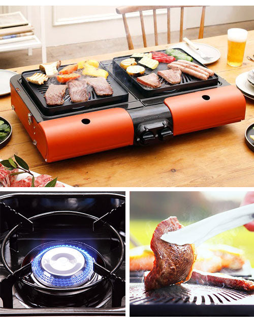 Iwatani イワタニ バーベキューコンロ グリルスター CB-SBG-2 スタンドBBQグリル 2口コンロ 折りたたみスタンド キャンプ アウトドア カセットガス式小型バーナー 岩谷