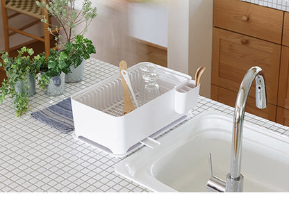 YOHAKU 水切りかご ふた付き コンパクト お手入れ簡単 大容量 コンパクトにまとまる水切りセット ピュアホワイト MG-0308 水切りバスケット 水切りカゴ シンク上