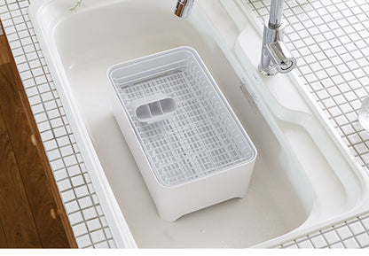 YOHAKU 水切りかご ふた付き コンパクト お手入れ簡単 大容量 コンパクトにまとまる水切りセット ピュアホワイト MG-0308 水切りバスケット 水切りカゴ シンク上