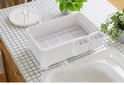YOHAKU 水切りかご ふた付き コンパクト お手入れ簡単 大容量 コンパクトにまとまる水切りセット ピュアホワイト MG-0308 水切りバスケット 水切りカゴ シンク上