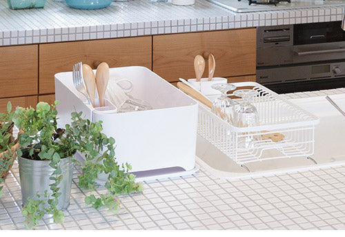 YOHAKU 水切りかご ふた付き コンパクト お手入れ簡単 大容量 コンパクトにまとまる水切りセット ピュアホワイト MG-0308 水切りバスケット 水切りカゴ シンク上