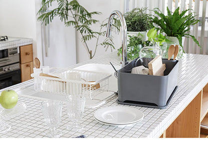 YOHAKU 水切りかご ふた付き コンパクト お手入れ簡単 大容量 コンパクトにまとまる水切りセット ライトグレー MG-0309 水切りバスケット 水切りカゴ シンク上