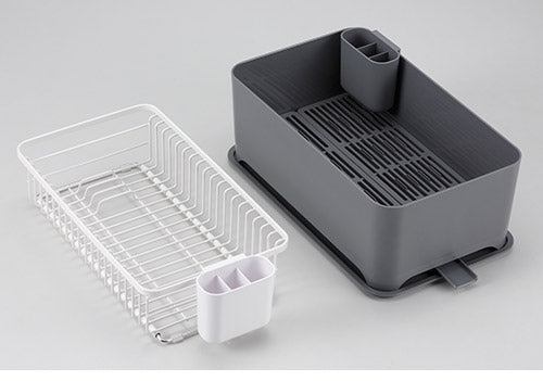 YOHAKU 水切りかご ふた付き コンパクト お手入れ簡単 大容量 コンパクトにまとまる水切りセット ライトグレー MG-0309 水切りバスケット 水切りカゴ シンク上