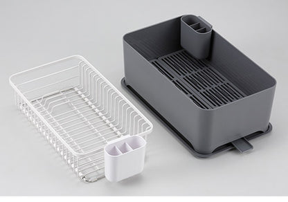 YOHAKU 水切りかご ふた付き コンパクト お手入れ簡単 大容量 コンパクトにまとまる水切りセット ライトグレー MG-0309 水切りバスケット 水切りカゴ シンク上