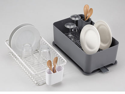 YOHAKU 水切りかご ふた付き コンパクト お手入れ簡単 大容量 コンパクトにまとまる水切りセット ライトグレー MG-0309 水切りバスケット 水切りカゴ シンク上