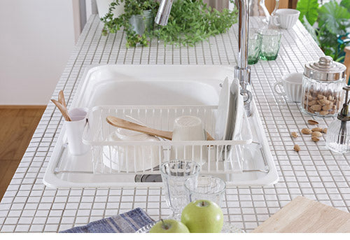 YOHAKU 水切りかご ふた付き コンパクト お手入れ簡単 大容量 コンパクトにまとまる水切りセット ライトグレー MG-0309 水切りバスケット 水切りカゴ シンク上