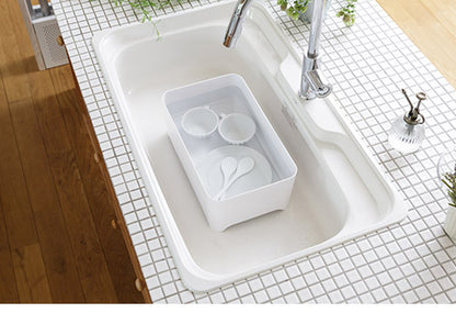 YOHAKU 洗い桶になる水切りケース 水切りかご バスケット ピュアホワイト MG-0311 水切りバスケット 水切りカゴ 水切りラック 和平フレイズ 余白