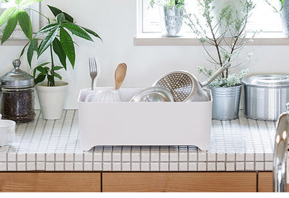 YOHAKU 洗い桶になる水切りケース 水切りかご バスケット ピュアホワイト MG-0311 水切りバスケット 水切りカゴ 水切りラック 和平フレイズ 余白