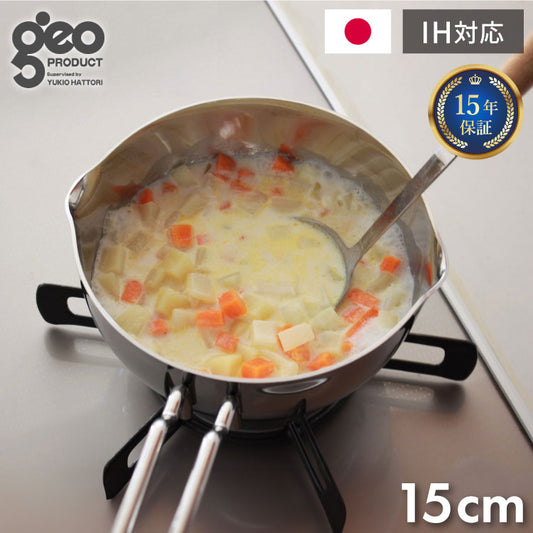 ジオ・プロダクト 日本製 行平鍋 15cm GEO-15YH 雪平鍋 ゆきひら鍋 ガス火・IH対応 オーブン可 GEO ジオ 服部幸應先生 国産 宮崎製作所 Miyaco ジオプロダクト