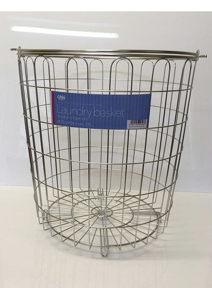 大木製作所 日本製 ステンレス ランドリーバスケット 洗濯かご シルバー 洗濯物干し ランドリー 収納 シンプル 丈夫 Ohki