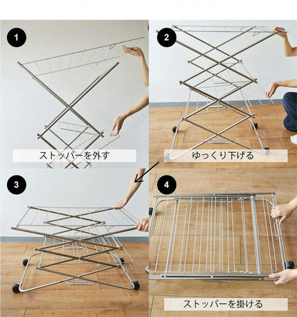 大木製作所 日本製 ステンレス タワー型室内物干し 小 洗濯物干し 室内干し 部屋干し ランドリー 収納 シンプル 丈夫 大容量 Ohki