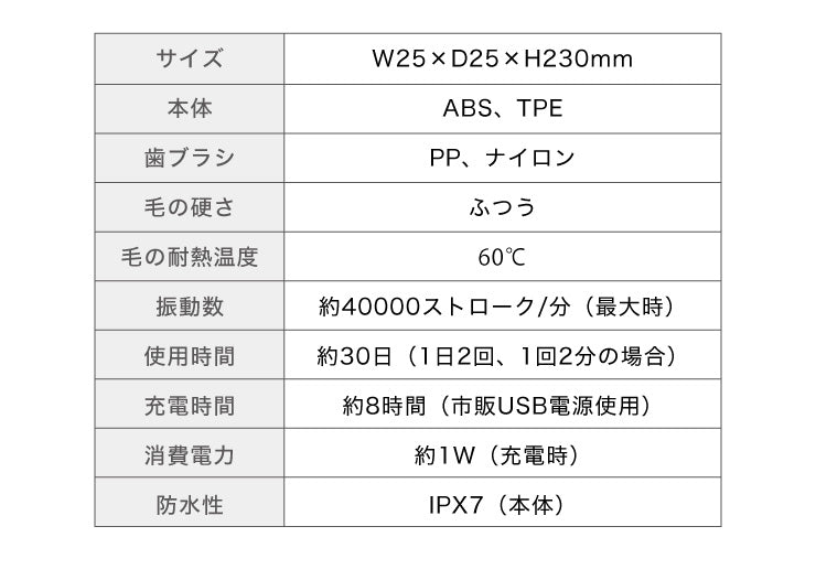 電動歯ブラシ 充電式 音波振動歯ブラシ LDB1000RBKJ 5種類モード切替 2分間 オート切りタイマー機能搭載 USB充電 ブラシ5本付き(代引不可)【メール便】