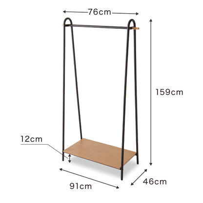 ハンガーラック おしゃれ 幅91cm 奥行46cm 高さ159cm ワイドAタイプ 棚付き 組立式 ブラック ホワイト ナチュラル シンプル コートハンガー 衣類収納 洋服掛け 玄関 スリム コンパクト