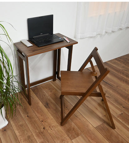 【デスクチェアセット セット】 作業デスク 作業机 作業チェア 作業椅子 折り畳み 折りたたみ 収納らくらく 簡単収納 ブラウン 寝室 リビング デスクワーク 在宅ワーク リモート リモートワーク(代引不可)