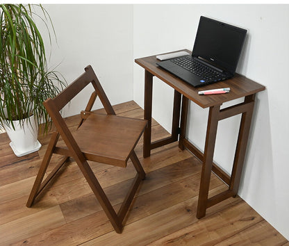 【デスクチェアセット セット】 作業デスク 作業机 作業チェア 作業椅子 折り畳み 折りたたみ 収納らくらく 簡単収納 ブラウン 寝室 リビング デスクワーク 在宅ワーク リモート リモートワーク(代引不可)