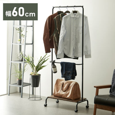 ハンガーラック スリム 2段 頑丈 幅60 省スペース コートハンガー ハンガーポール ワードローブ 棚付き キャスター付き 洋服収納 衣類収納 マルチハンガーラック ポールハンガー パイプハンガー