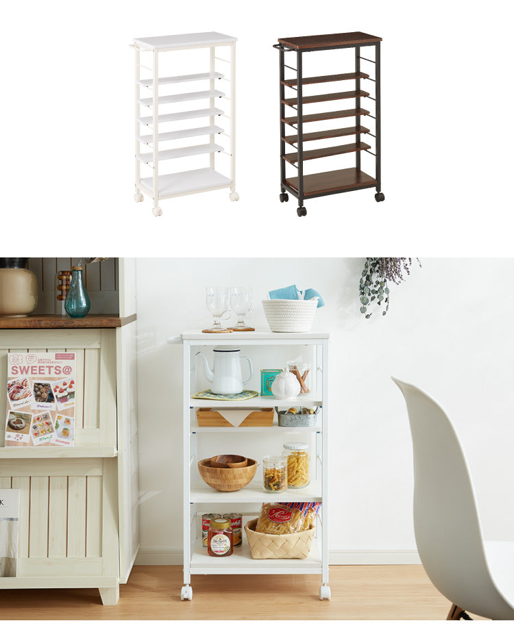 キッチンワゴン 幅25cm 棚位置自在 キャスター付き 高さ85cm 隙間収納 モダン 北欧 おしゃれ ダイニング キッチン リビング 新生活 整理 収納 収納ワゴン マルチワゴン おもちゃ箱【送料無料】