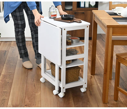 片バタフライワゴン 高さ70cm 高さ調整可能 キャスター付き ナチュラル シンプル 天然木 キッチン デスク周り おしゃれ モダン(代引不可)